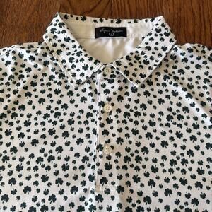 Byron Nelson Golf Polo Mens Medium Performance Lucky Shirt Green Shamrocks Irish